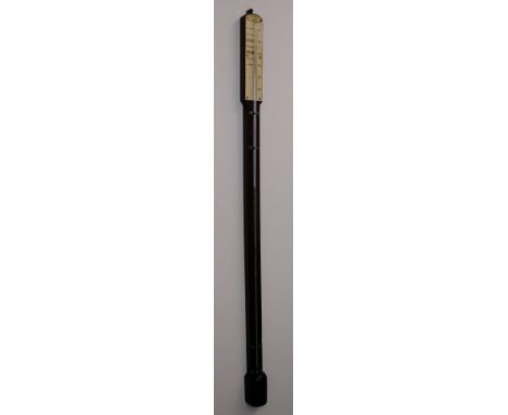 A slim mahogany cottage stick barometer with ivory scales "Bryson, Optician, Edinburgh", circa 1880