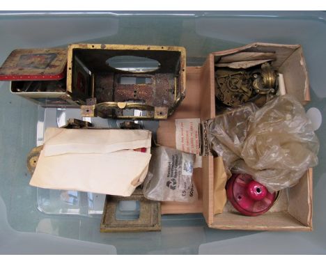 A 19th Century brass and porcelain French clock in pieces, for restoration 