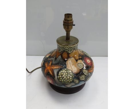 A Moorcroft Rockpool pattern lamp base, 20cm tall