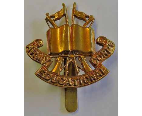 Army Education Corps Cap Badge, early version made from brass.