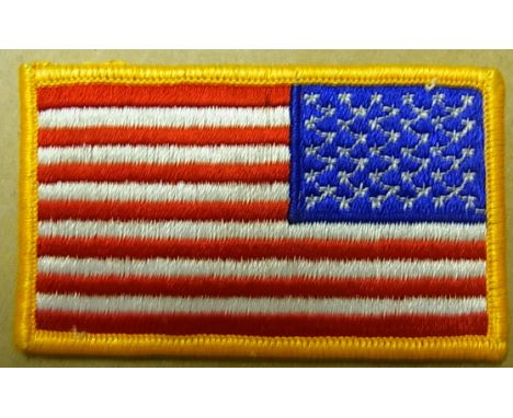 American Flag Embroidered Patch Gold Border USA United States of America Military Uniform Emblem.