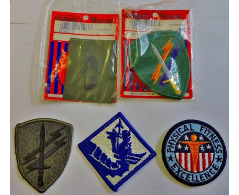 American Military arm patches: Physical Fitness Excellence, Army Physical corps, Airborne etc. (7) in total.