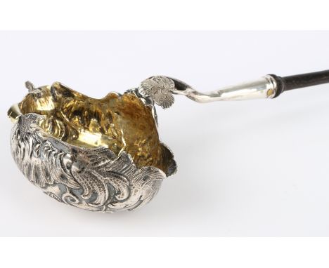 Biedermeier Silber Kelle, art nouveau silver ladle,Silber, 19. Jahrhundert, gestempelt Frankreich / Schottland, Kelle mit Tra