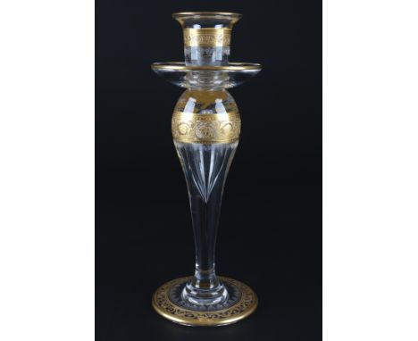 St. Louis Thistle Gold Kerzenständer, candlestick,Kristall, Frankreich, Serie Thistle Gold, am Boden mit Ätzmarke, H 22 cm x 