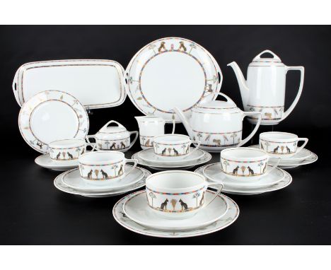Rosenthal Donatello Sais Kaffee-/ Teeservice für 6 Personen, coffee tea service for 6 pers.,24-teiliges Porzellan, grüne Bode
