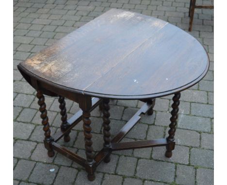 1930s oak gate leg table with barley twist legs