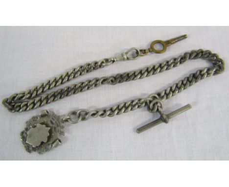 Silver watch chain and fob Birmingham 1913 total weight 1.96 ozt