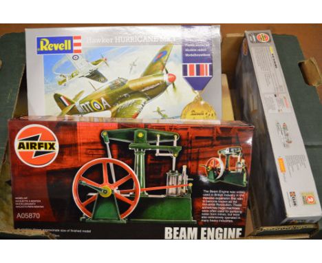 Various model kits including Revell Hawker Hurricane &amp; Beam Engine