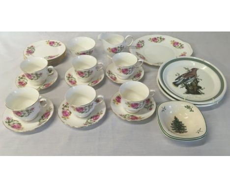 Ridgeway Queen Anne half tea comprising cups, saucers, sandwich plates &amp; dish with two Portmeirion plates and two Spode C