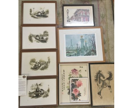 4 Don Breckon limited edition steam engine prints, water colour of New Oreanes and 4 other prints.