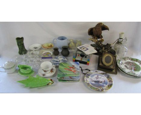 Box of ceramics inc Noritaki, Royal Doulton &amp; Wedgwood, glassware &amp; a Polaroid camera