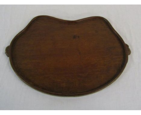 Kidney shaped tray by Robert 'Mouseman' Thompson with two carved signature mice L 46 cm