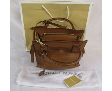 Michael Kors 'McKenna' large soft leather satchel bag walnut colour complete with original price ticket, dust bag and carrier