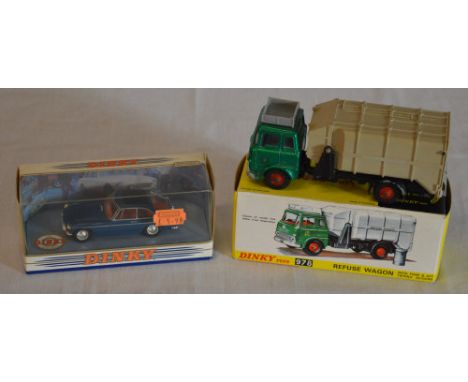 Boxed Dinky Toys 978 'Refuse Wagon' die cast model vehicle (includes 2 trash cans) and a Matchbox Dinky DY-3 M.G.B GT 1965 