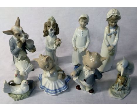 8 Spanish porcelain figures including Nao (some AF)