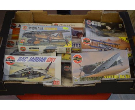 Various Airfix model kits including BAC Jaguar GR1 &amp; Westland Lysander