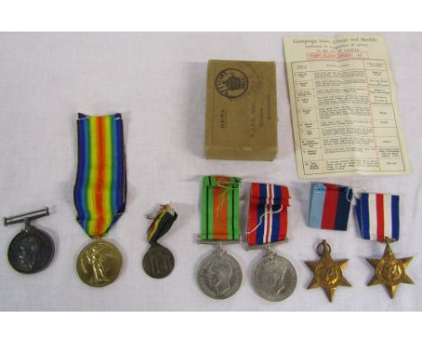 4 WWII medals awarded to Mr F H Mawer, Marshchapel inc the France &amp; Germany star and 2 WW1 medals awarded to 41324 Pte A 