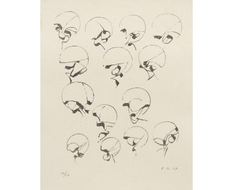 Fritz Koenig (Geb. 1924 Würzburg. Ansässig in Ganslberg bei Landshut)KugelkaryatidenLithographie/Papier, 1967. R. u. monogr. 