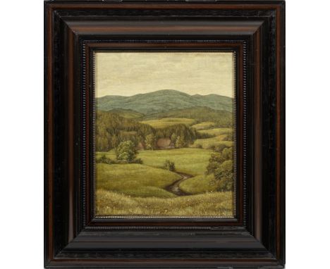 Karl Alexander Flügel (1890 München - 1967 Ulrichsberg/Grafling)Hügelige Landschaft im Bayerischen WaldIn erdigem Kolorit gem