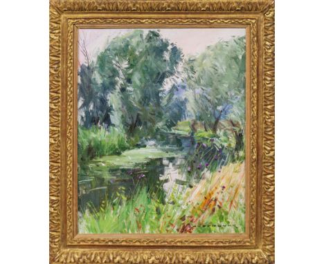Paul Jean Anderbouhr (1909 Paris - 2006 Casablanca)"Au bord de l'Yerres. A Épinay-sous-Sénart" (Am Ufer des Yerres bei Épinay