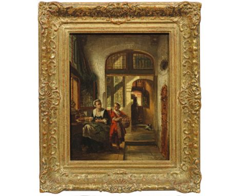 Johannes Anthonie Balthasar Stroebel (1821 Den Haag - 1905 Leiden)Mutter mit KindCharakteristische Genreszene Stroebels, der 
