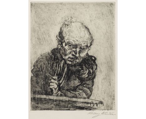 Ludwig Meidner (1884 Bernstadt i. Schlesien - 1966 Darmstadt)"Selbstbildnis mit Radiernadel". OriginaltitelKaltnadelradierung