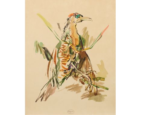Otto Kokoschka (1886 Pöchlarn - 1980 Montreux)"Der Specht". OriginaltitelFarblithographie/Velin, 1972. Sign.-Stempel mit Dat.