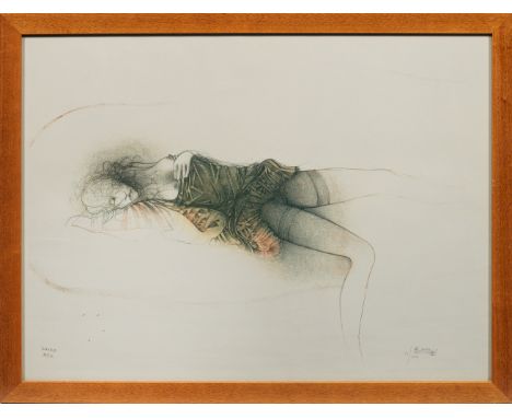 Bruno Bruni (Geb. 1935 in Gradara)LiegendeFarblithographie/Papier, 1977. R. u. sign. u. nummeriert 61/100. L. u. im Stein mit