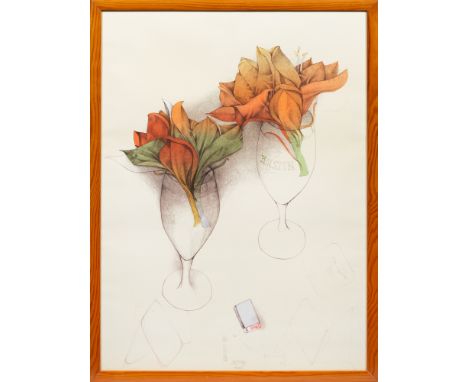Bruno Bruni (Geb. 1935 in Gradara)Stillleben mit AmaryllisFarblithographie/Papier, 1994. Mittig u. sign. u. nummeriert XXVII/