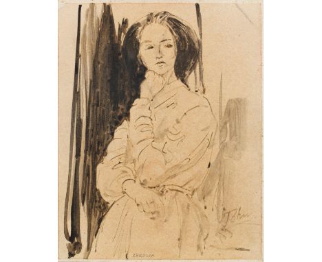 Augustus Edwin John (1878 Tenby - 1961 Fordingbridge)"Dorelia". OriginaltitelMit dynamischem Duktus gemaltes Bildnis von Doro