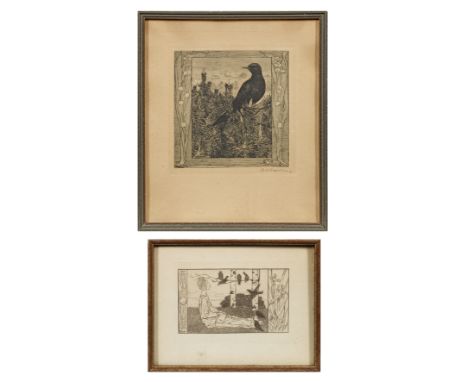 Heinrich Vogeler (1872 Bremen - 1942 Kolchos Budjonny/Kasachstan)"Die Amsel" und "Die sieben Raben". OriginaltitelZwei Blätte