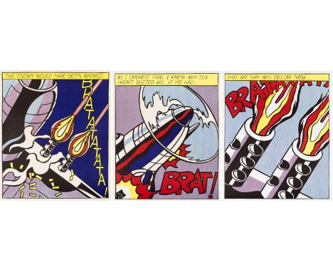 Roy Lichtenstein (1923 New York - 1997 ebenda)"As I opened Fire". OriginaltitelPoster-Triptychon aus drei Farboffsetlithograp