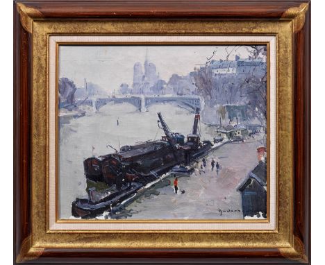 Paul Jean Anderbouhr (1909 Paris - 2006 Casablanca)Paris-Ansicht der Seine mit Blick von der Île Saint-Louis auf die Île de l