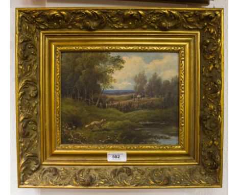 2  HUNTING PICTURES IN GILT FRAMES