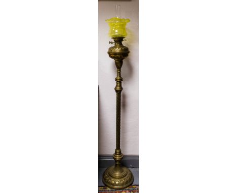 TALL BRASS OIL LAMP & SHADE