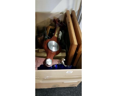 BOXLOT TO INCLUDE A BAROMETER AND WILLOWTREE FIGURE