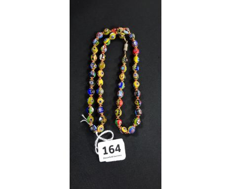 STUNNING 1920'S ART DECO VENETIAN MURANO MILLEFIORI GLASS BEADS 12' NECKLACE