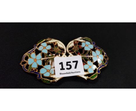 BEAUTIFUL VICTORIAN ART NOUVEAU ENAMELLED BELT BUCKLE