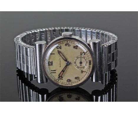 Rolex stainless steel gentleman's wristwatch, the champagne signed dial with luminous Arabic hours and hands, tube lugs to th