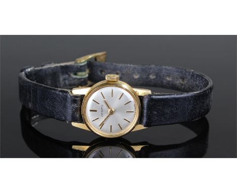 Zenith 18 carat gold ladies wristwatch, the silvered signed dial with gilt baton hours, manual wound, 16mm diameter 