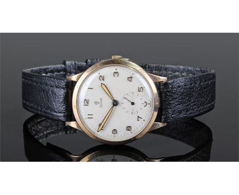 Tudor 9 carat gold gentleman's wristwatch, the signed champagne dial with gilt Arabic hours and subsidiary seconds dial, manu