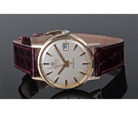Tissot Visodate Seastar gentleman's gold plated wristwatch, the silvered signed dial with baton hours and date aperture, manu