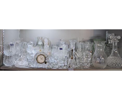 A mixed lot of glassware to include a Waterford crystal mantel clock and othersLocation: 8.1If there is no condition report s