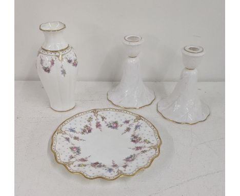 Royal Crown Derby - pattern 'Royal Antoinette' to include a vase and side plate along with a Royal Worcester 'Fern Leaf' patt