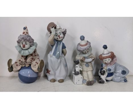 Four Lladro clown figures to include 5279 'Pierrot with Concertina'Location:If there is no condition report shown, please req