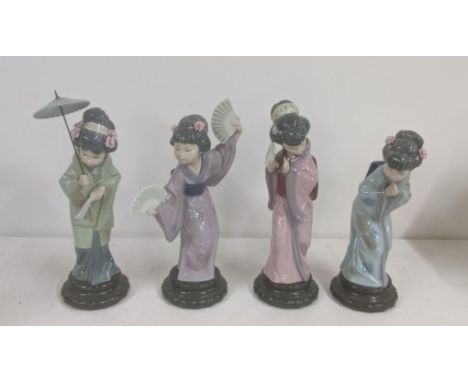 A group of Four Lladro Geisha girls to include one example titled 'Madame Butterfly' 4991, together with another figure title