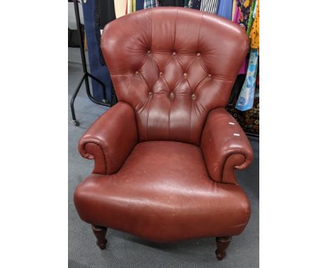 A modern leather button back upholstered armchairLocation: A2BIf there is no condition report shown, please request