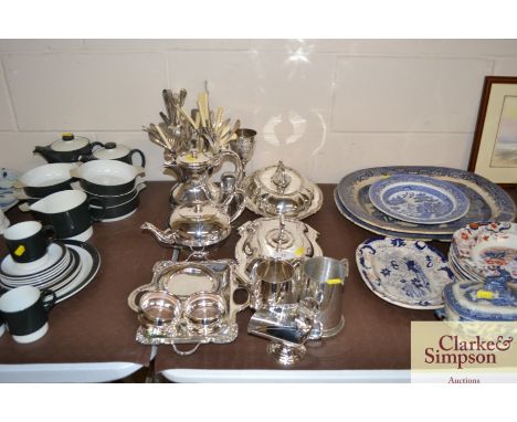 A quantity of silver plated and other cutlery and other plated ware 