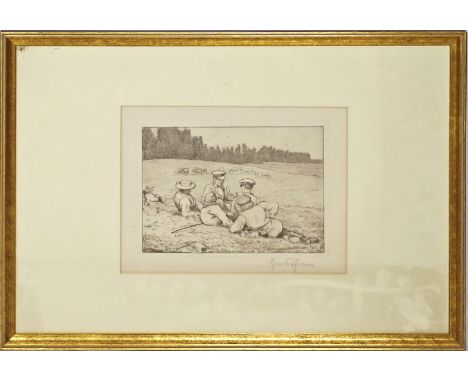 Thoma, Hans (1839 Bernau - Karlsruhe 1924) Wanderer. Radierung, mit Bleistift sign. 16x 22 cm. PP., R.