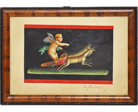 Federico, Ep. (um 1900) Putto in Streitwagen. Aquarell/Papier, re. u. sign. Ca. 12x 18 cm. R.